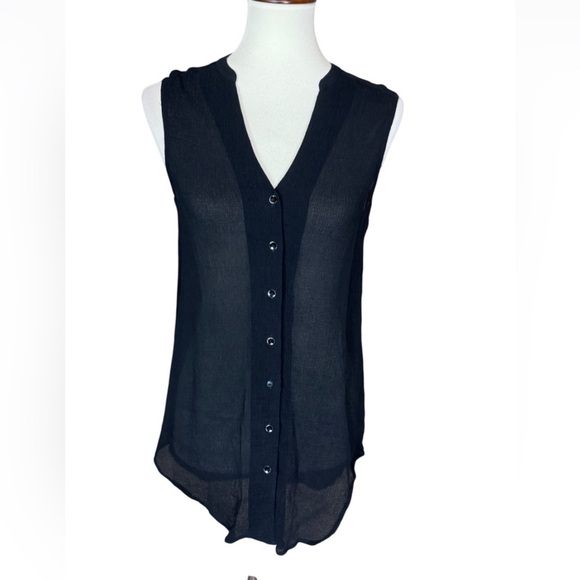 Eileen Fisher Tops - Eileen Fisher black crepe silk sleeveless top Size Small